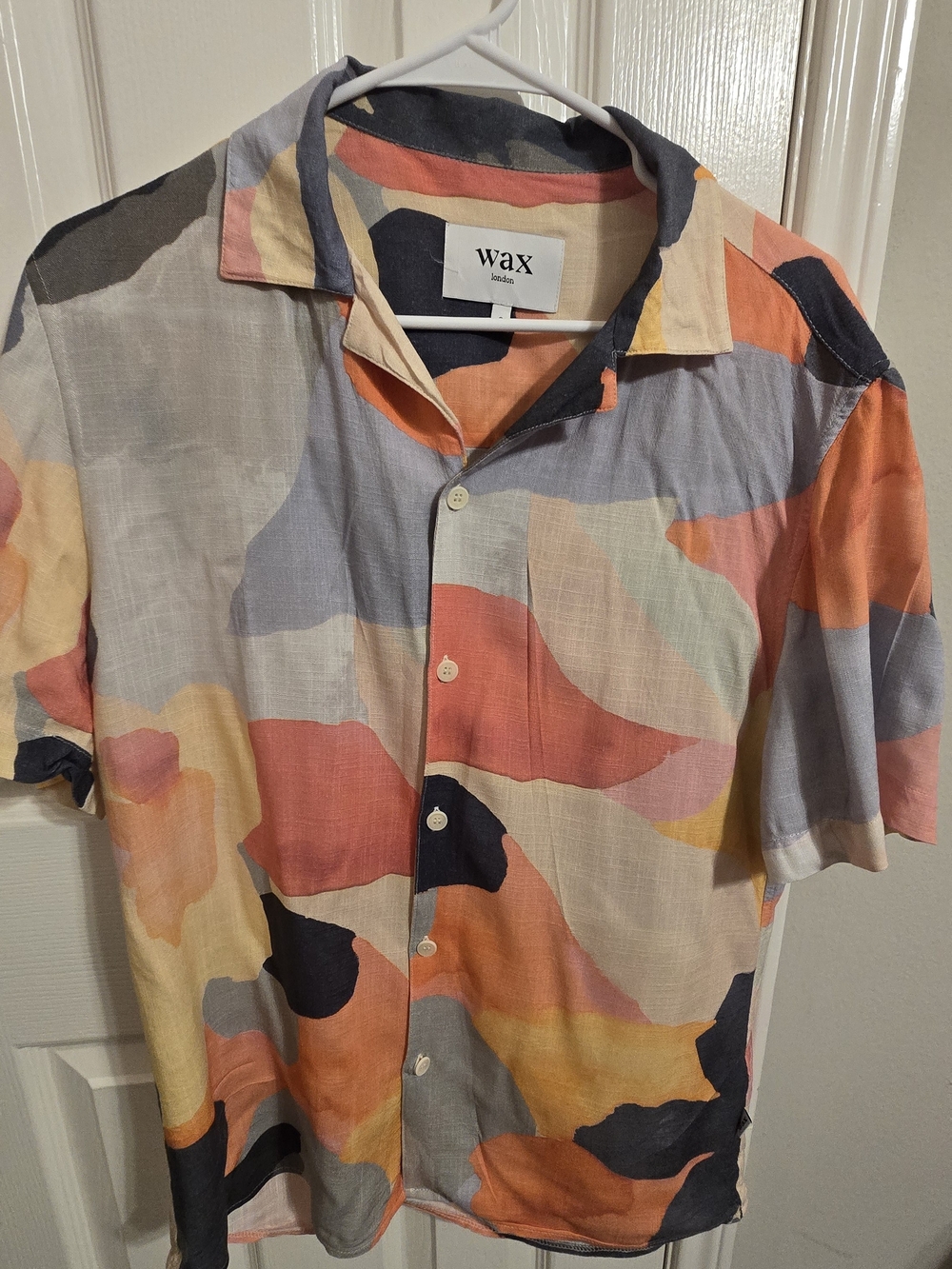 Wax London Didcot Shirt Pastel Blossom Short Sleeve Camp Collar Mens Size [S]